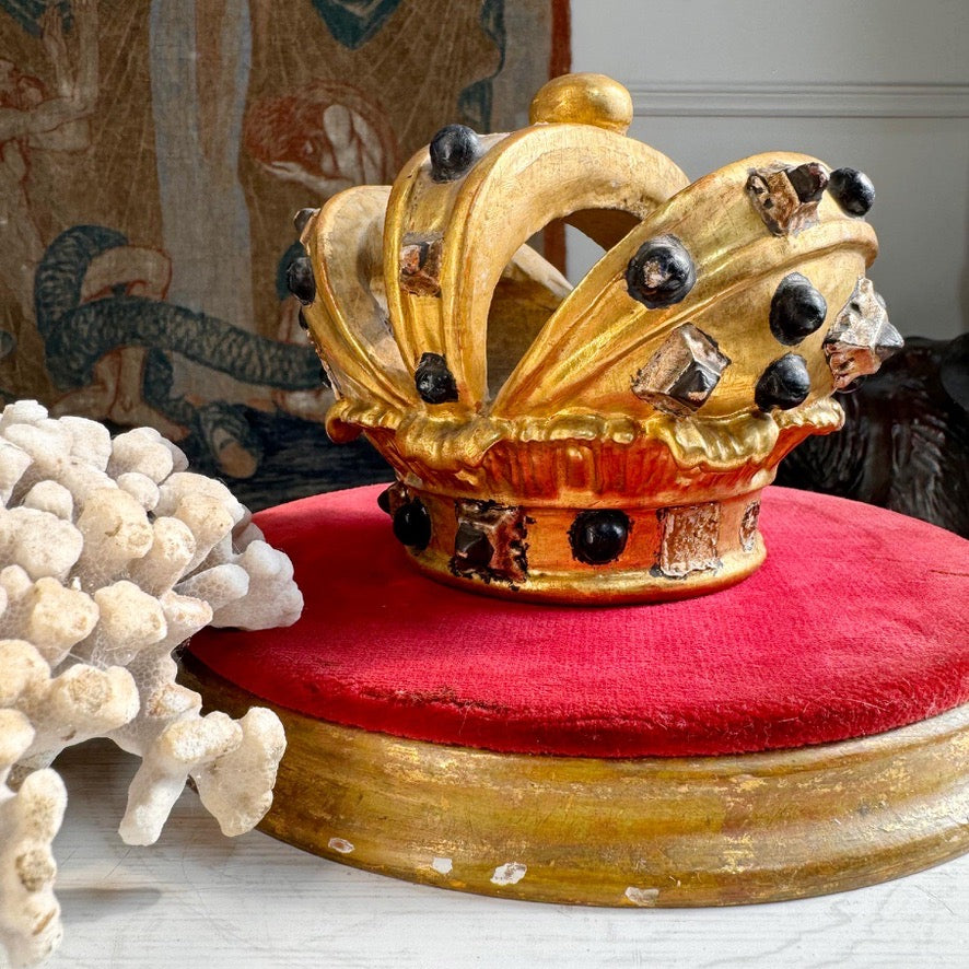 Antique Giltwood and Gesso Catholic Processional Crown