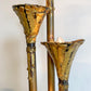 Brutalist Gold Lotus Torchiere Wall Light by Tom Greene for Feldman 1970's