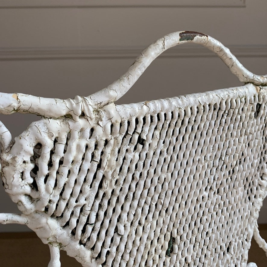 An Ornate White Regency Wirework Iron Chair