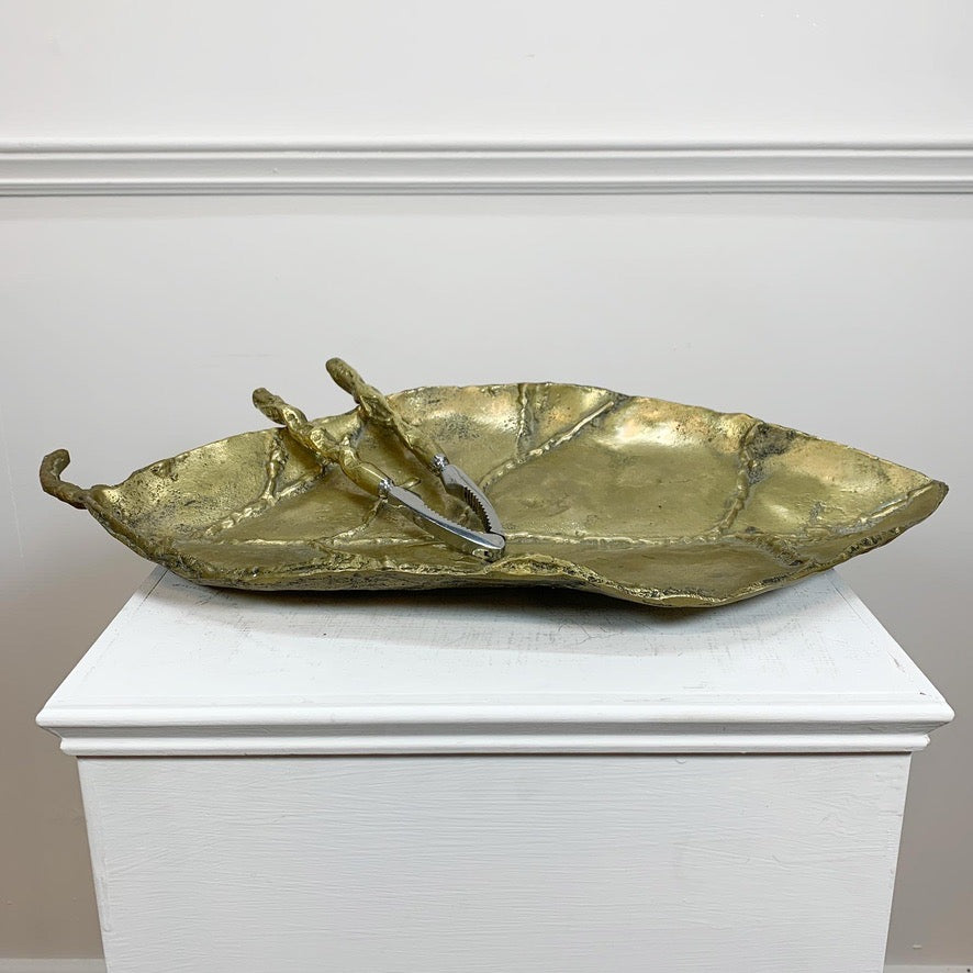 Decorative Brass Leaf Sculpture and Nut Cracker By David Marshall 1970's