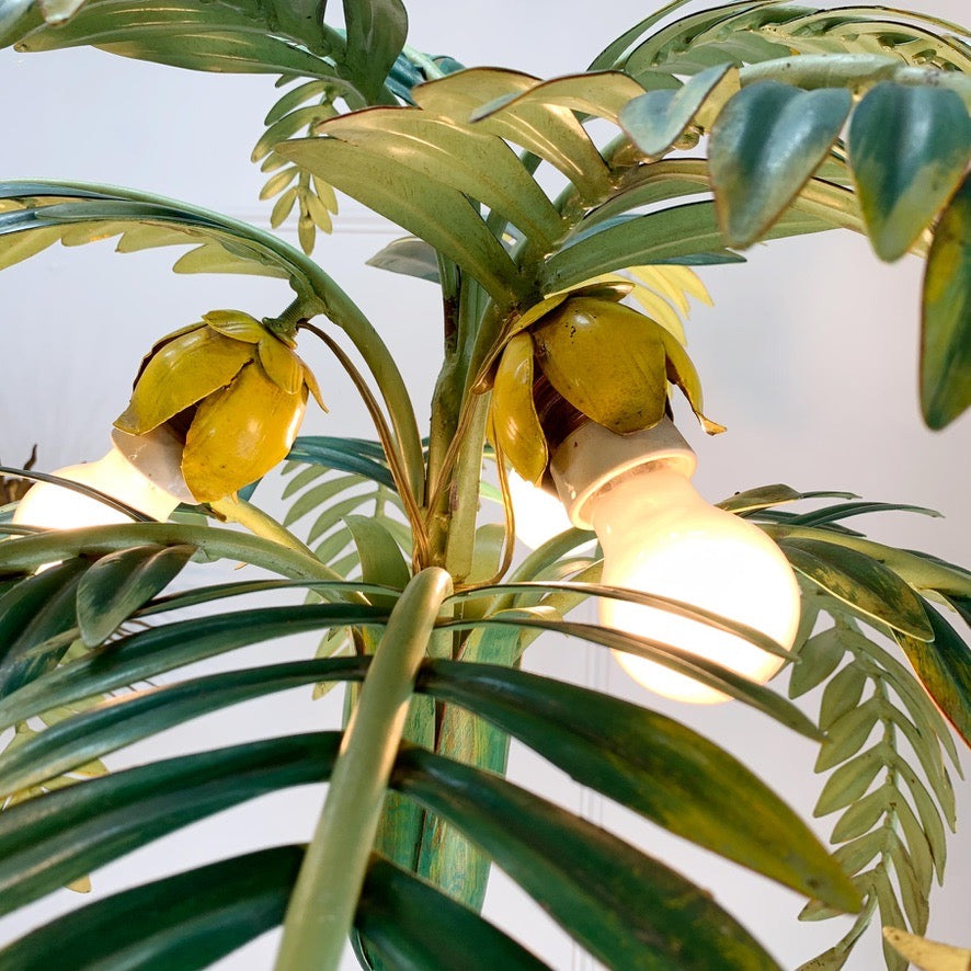 Polychrome Green Palm Tree Floor Lamp France 1940's