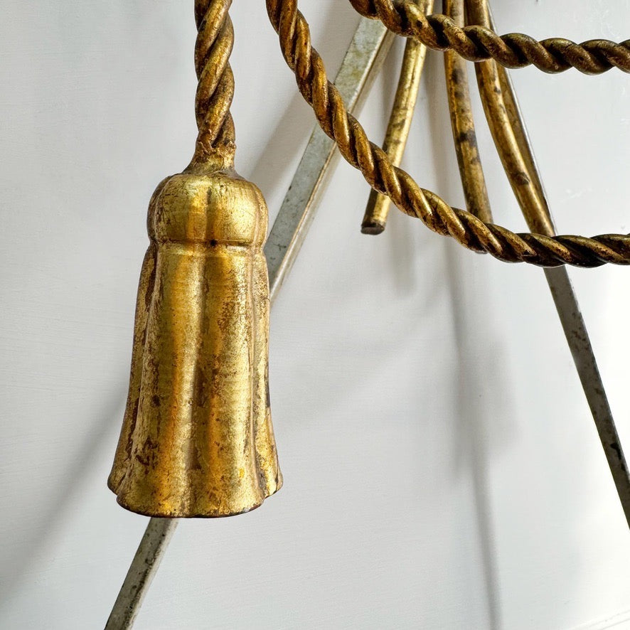 An Outstanding 1950's Italian Cross Sword and Gilt Rope Tassel Wall Light
