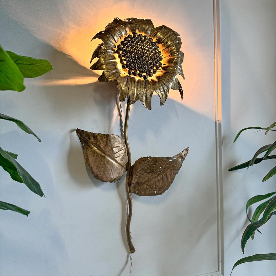 Sunflower Wall Light in brass signed by P Mas Rossi 1970's