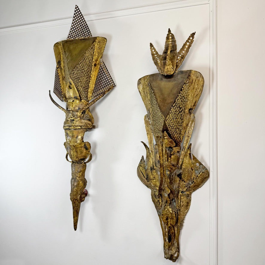 Francois Melin Brutalist Wall Light Sculptures