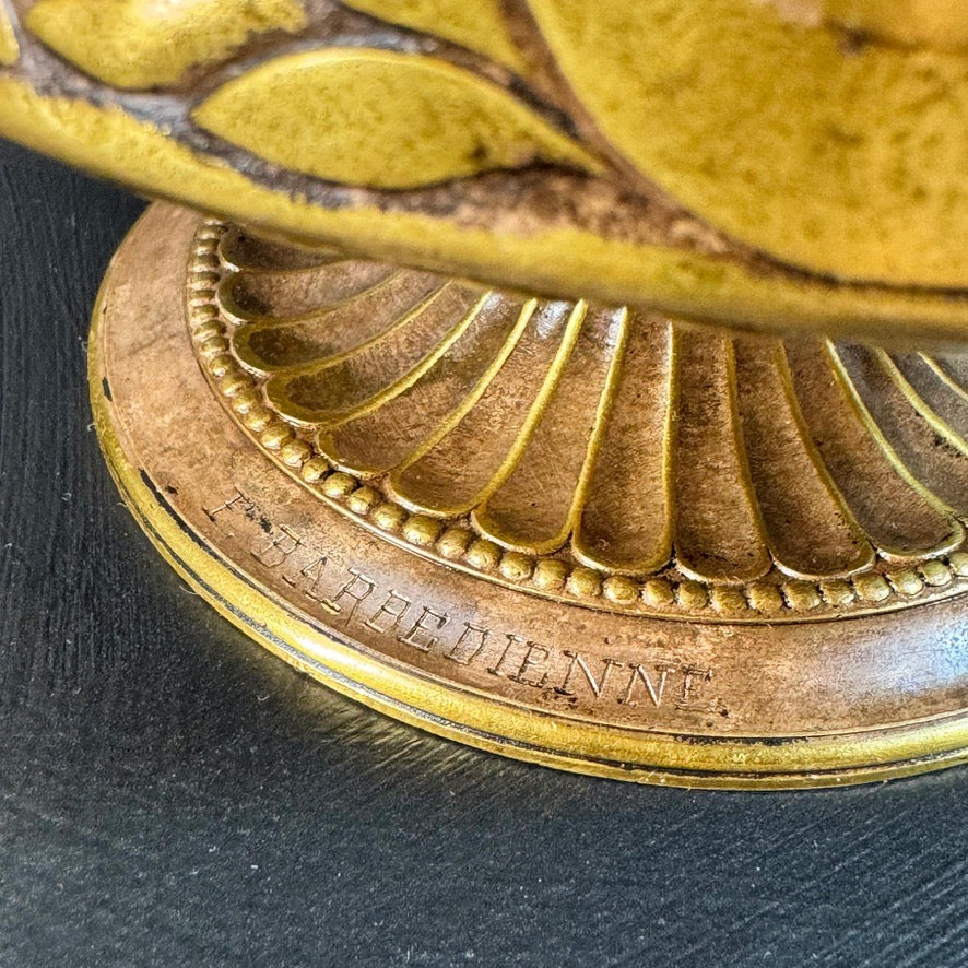 Pair of Ferdinand Barbedienne Low Handled Bronze Urns after the Zaffoli Borghese Vase