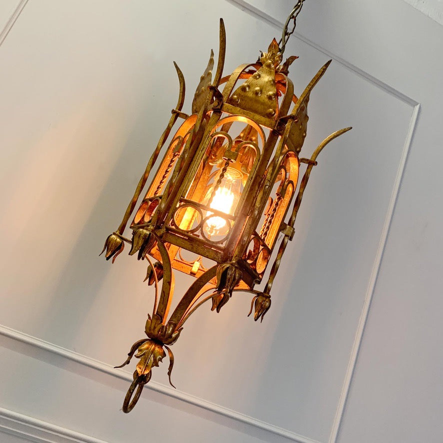 Italian Hand Forged Gilt Lantern 1950's