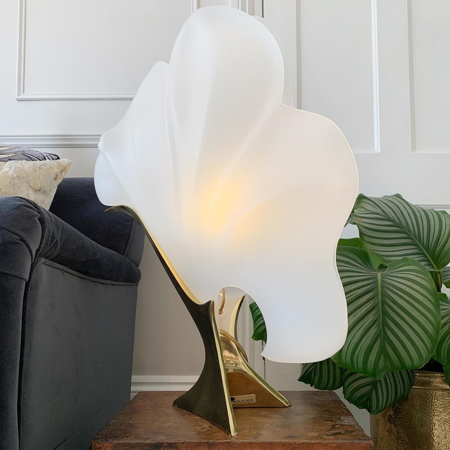 Rare Maison Rougier White Figural Shell Lamp 1970's