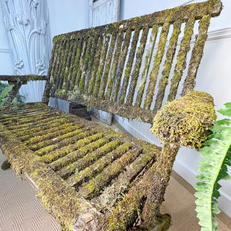 Mossy Folding Wooden Garden Bench