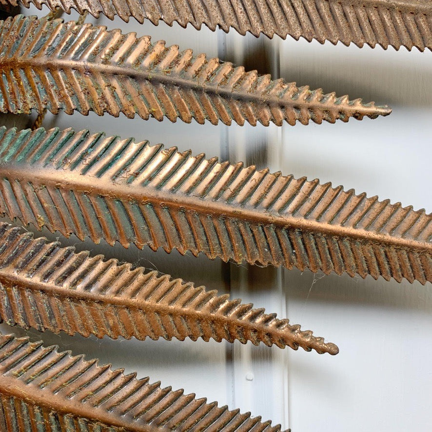 1970's Italian Copper Feathered Sunburst Mirror