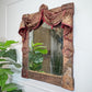 Theatrical Burgundy Antique Velvet Mirror with Drapes and Swags 19th Century