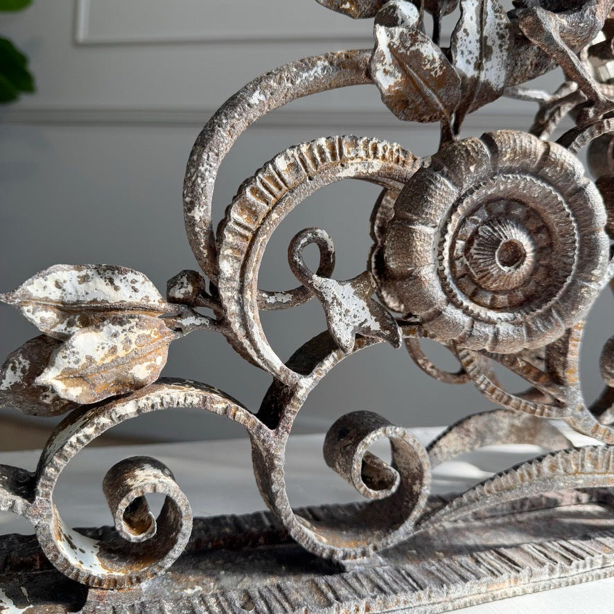 19th Century Wrought and Cast Iron Gothic Overdoor Light
