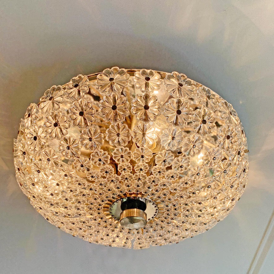 Silver Glass Flushmount Light by Emil Stejnar for H. Richter 1950's