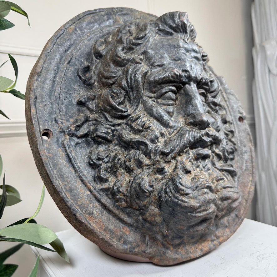 19th Century Cast Iron Wall Plaque Zeus