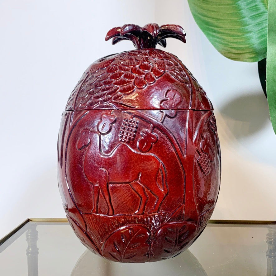Modernist Red Ice Bucket in the Style of Marc Chagall, 1950's