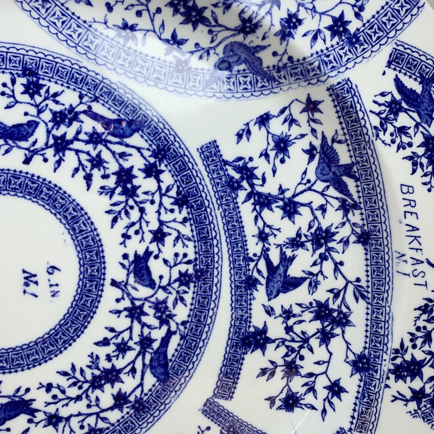 19th Century Derby Pottery Blue and White Sample Pattern Plate