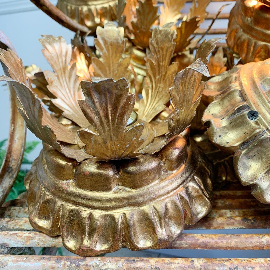 Italian Florentine Giltwood Ceiling Crown Lights