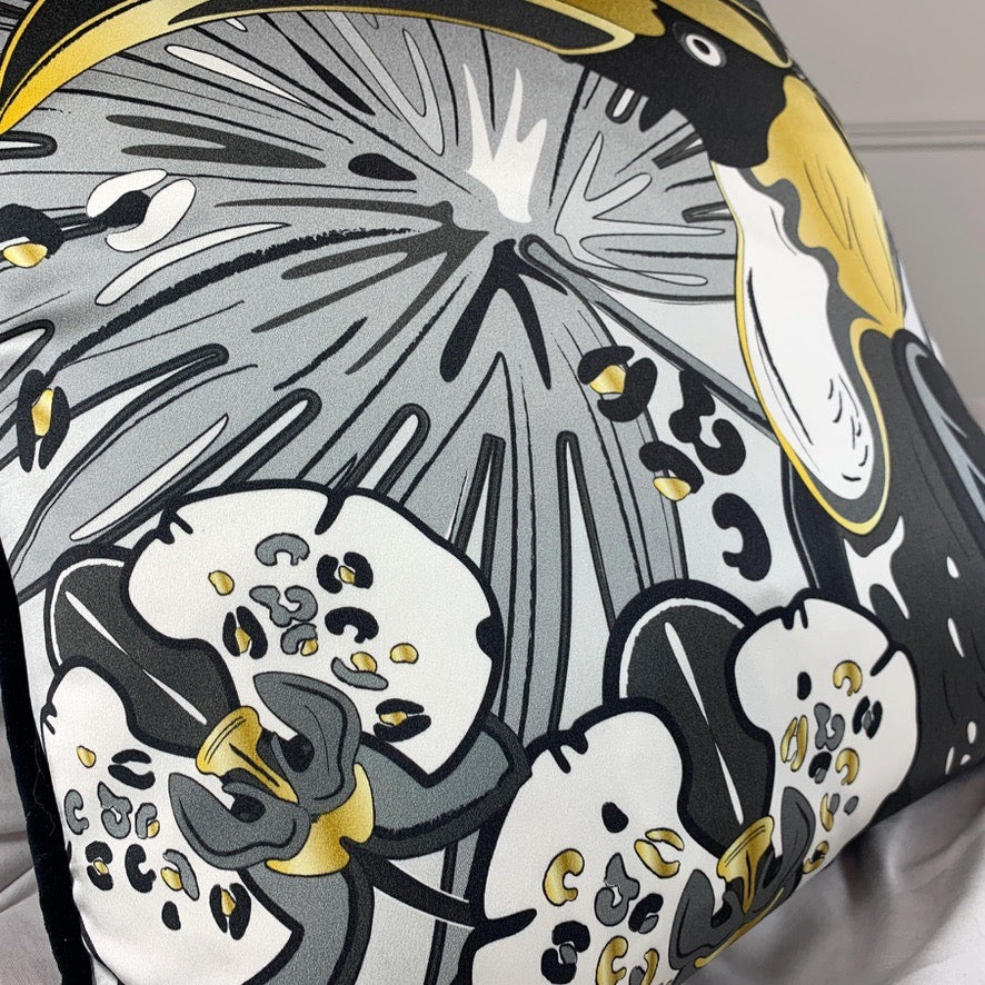 The Tropics Collection 'Hornbill' Luxury Silk Cushion