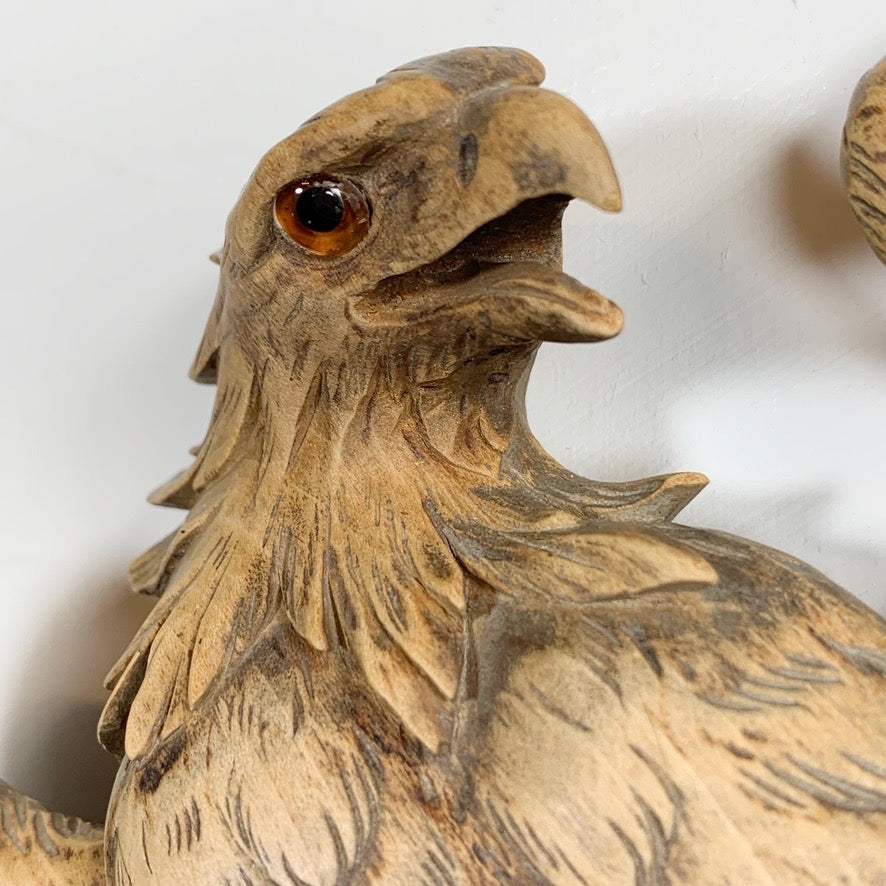 Black Forest Wood Carving Eagle with Crescent Mirror 1890