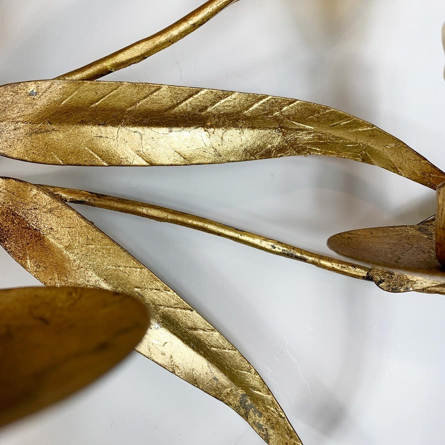Extraordinary Huge Ferro Art Gold Leaf Wall Light