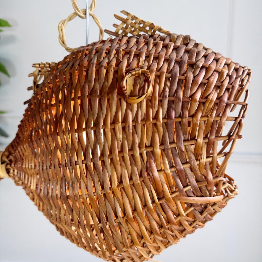 Wicker Fish Ceiling Light Mid Century France