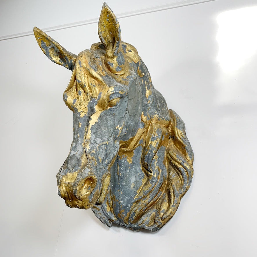Zinc and Gold Horse Head Butchers Trade Sign Flemish 1860