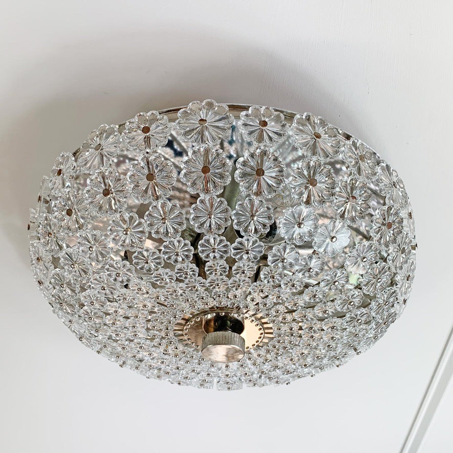 Silver Glass Flushmount Light by Emil Stejnar for H. Richter 1950's