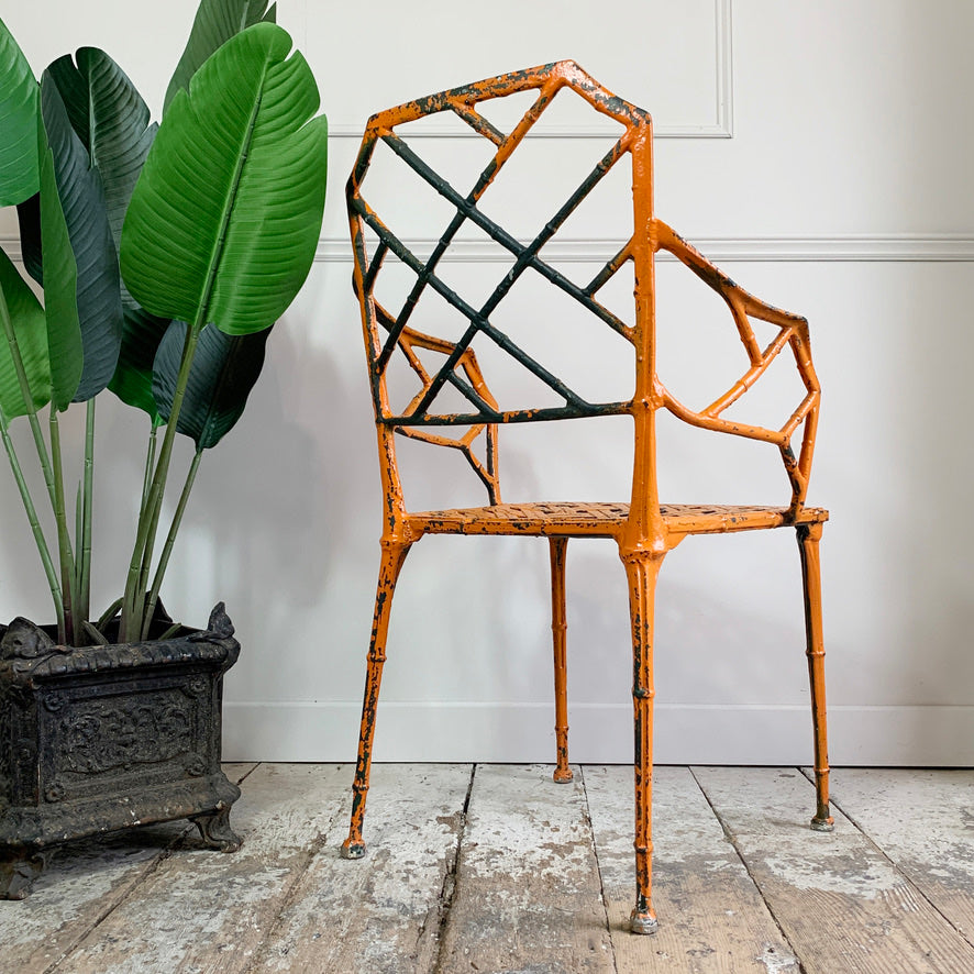 Brown Jordan Faux Bamboo Orange Conservatory Chair
