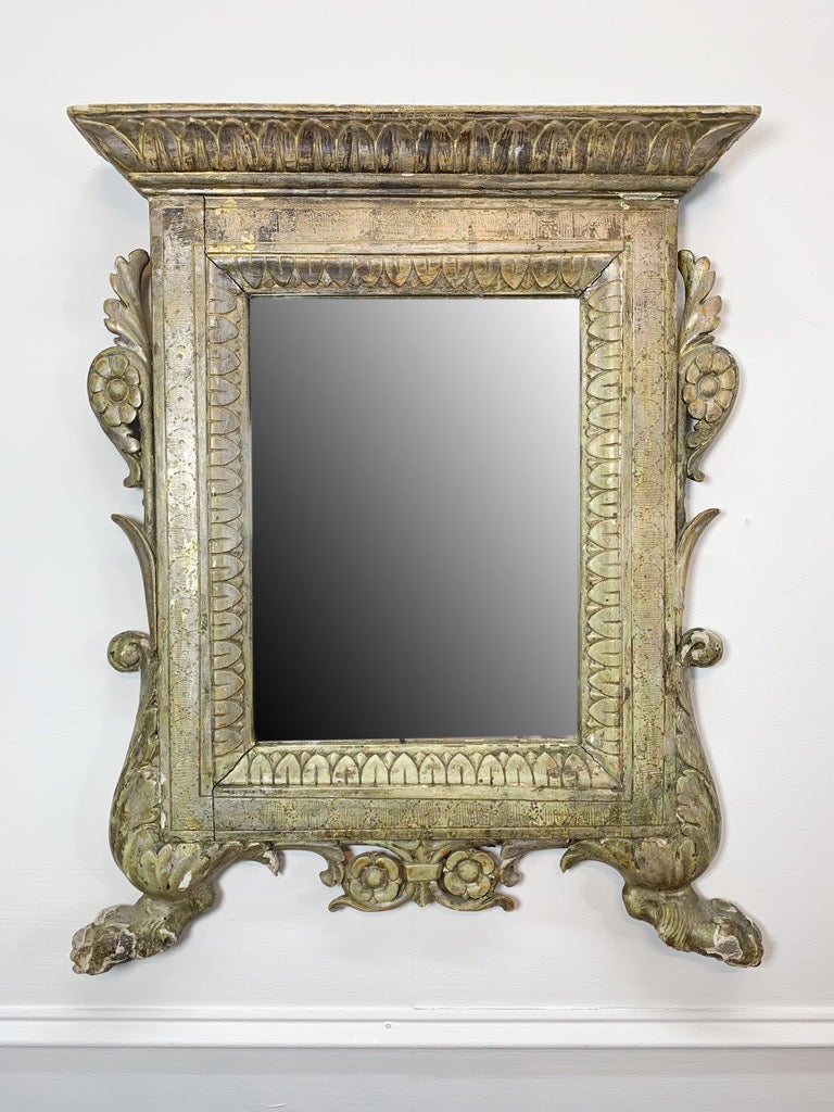 Silver Gilt Carved Wood Italian Wall Mirror 18th Century