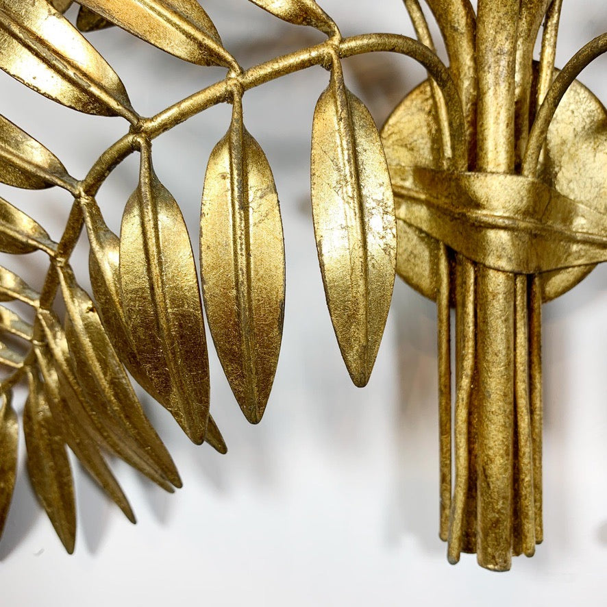 Gold Italian Laurel Leaf Wall Light 1950's