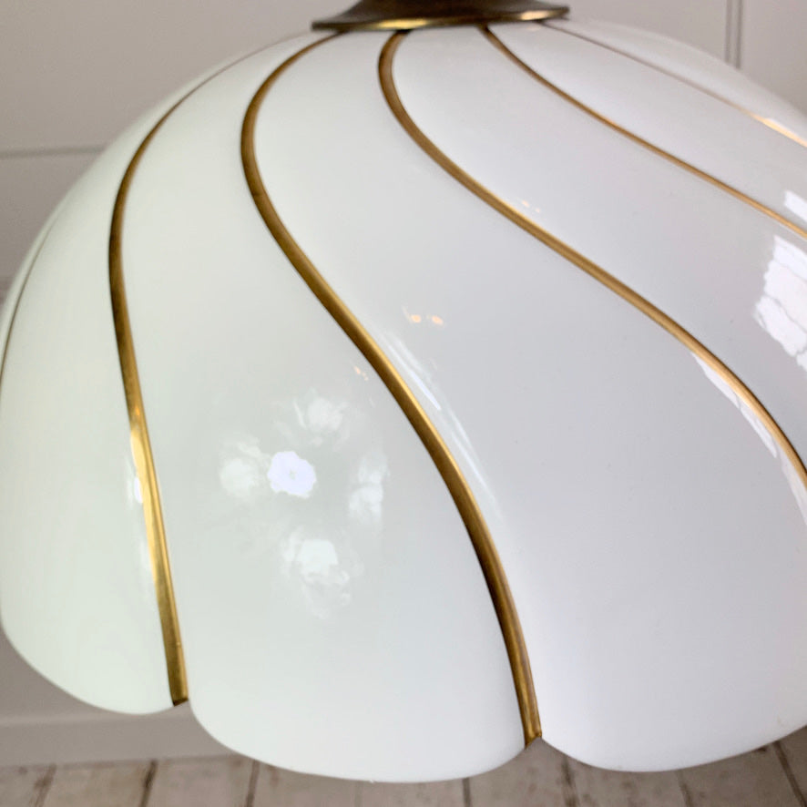 Tommaso Barbi Huge White and Gold Ceramic Pendant Light