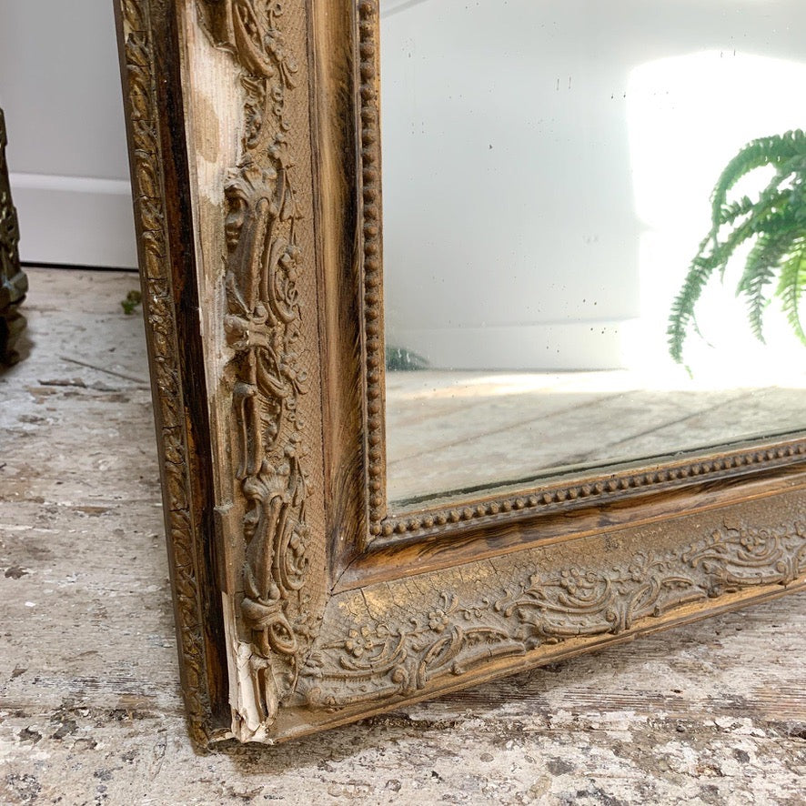 19th Century French Crested Gold Gesso Mirror