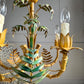 Faux Bamboo Palm Leaf Italian Tole Chandelier 1960's
