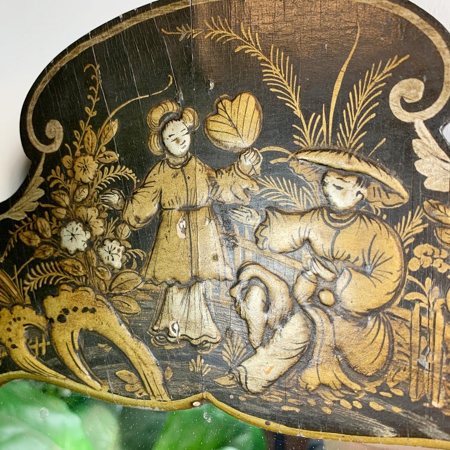 Napoleon III Black Chinoiserie Mirror from the estate of Jules Verne