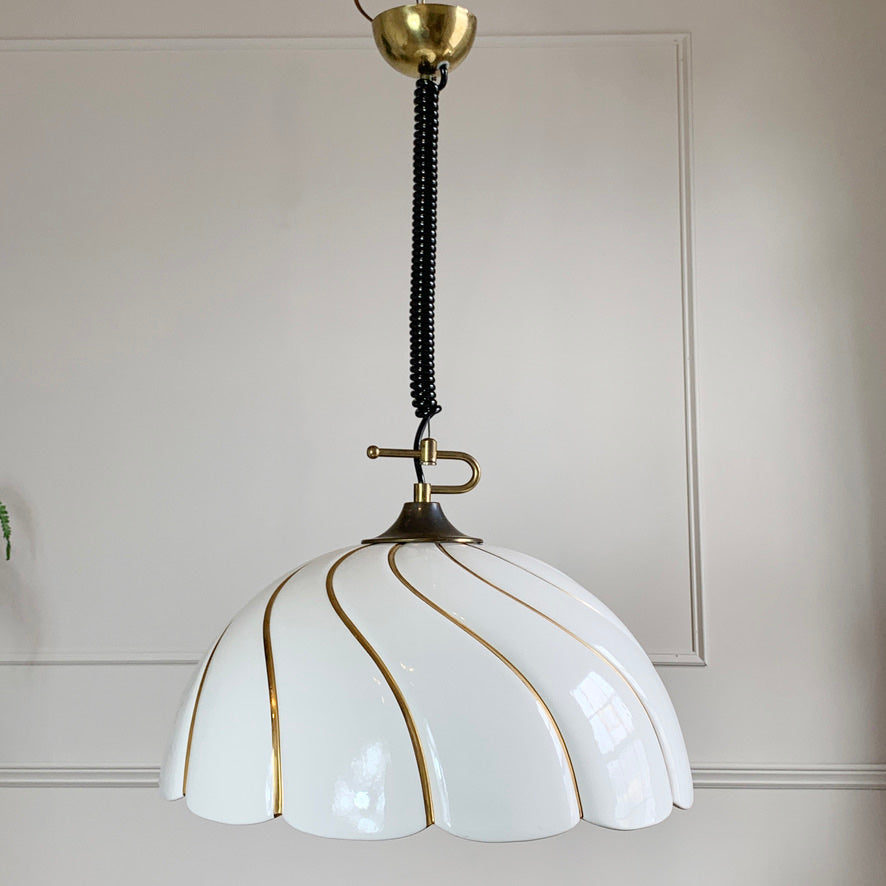 Tommaso Barbi Huge White and Gold Ceramic Pendant Light