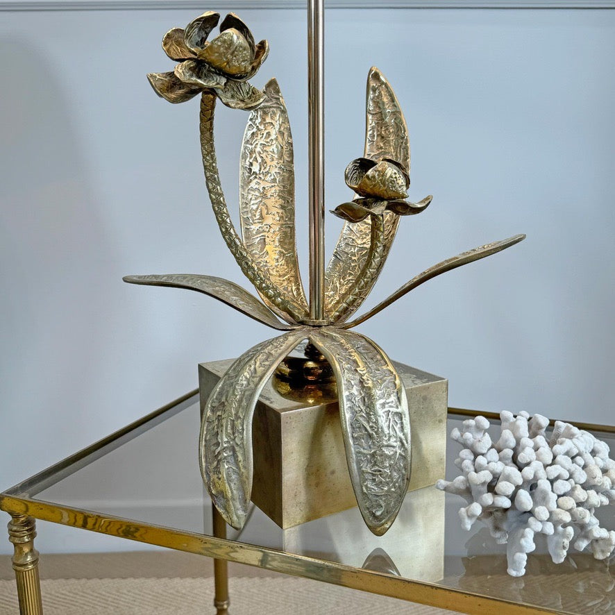 Bronze Flower Table Lamp attributed to Maison Jansen circa 1950