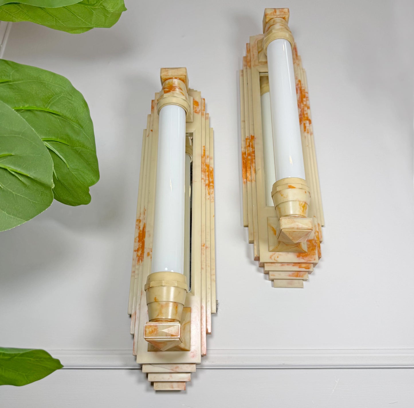 Art Deco Skyscraper Bakelite Mirrored Wall Lights