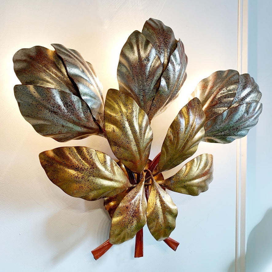 Hans Kogl Gold and Silver Leaf Wall Light