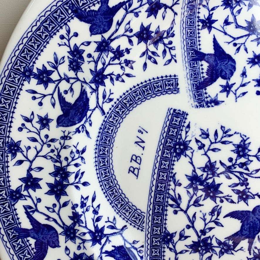 19th Century Derby Pottery Blue and White Sample Pattern Plate