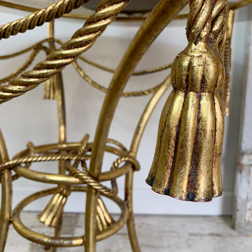 Mid Century Gold Rope & Tassel Table