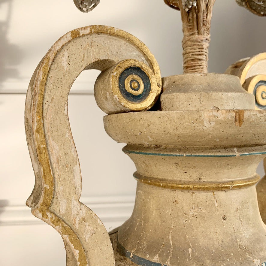18th Century Pearl and Murano Glass Bead Altar Palmetti and Urn
