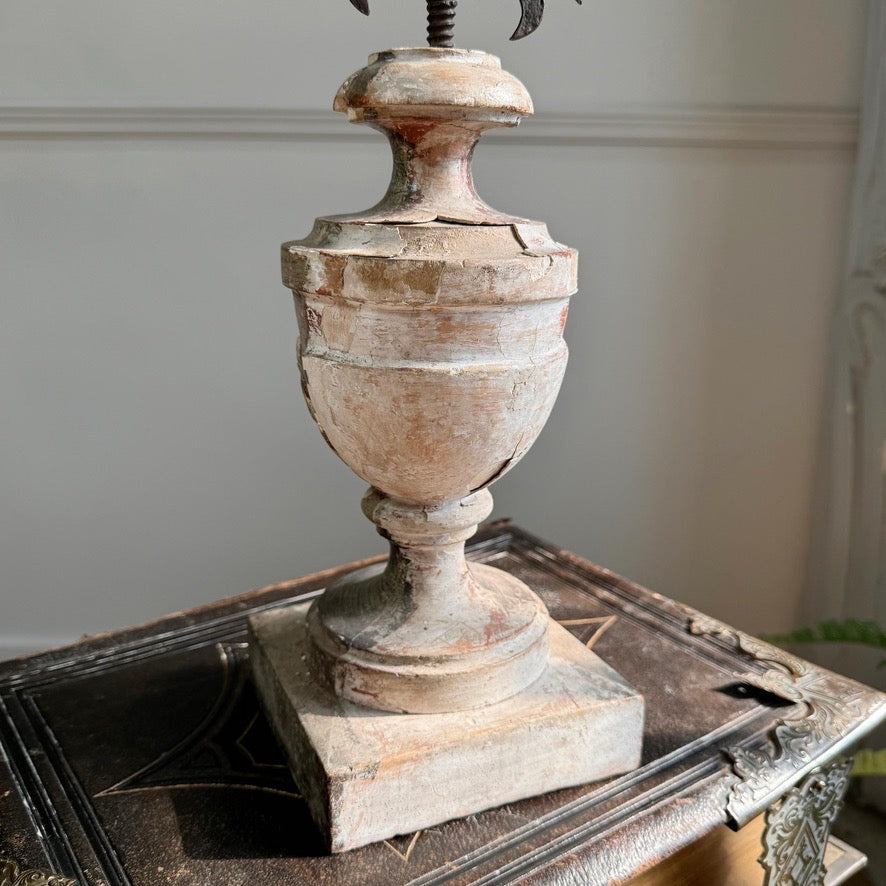 Painted Sunburst Mounted on a Baroque Silver Gilt Altar Vase 18th Century