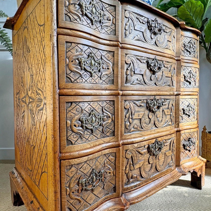 18th Century Carved Ash Dutch Serpentine Chest of Drawers