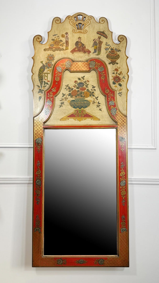 George I Style Large Red Chinoiserie Wall Mirror