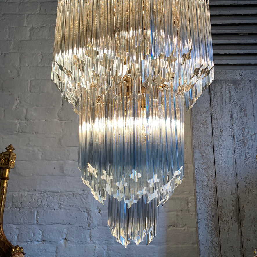 Venini Murano Quadriedri Chandelier 1970's