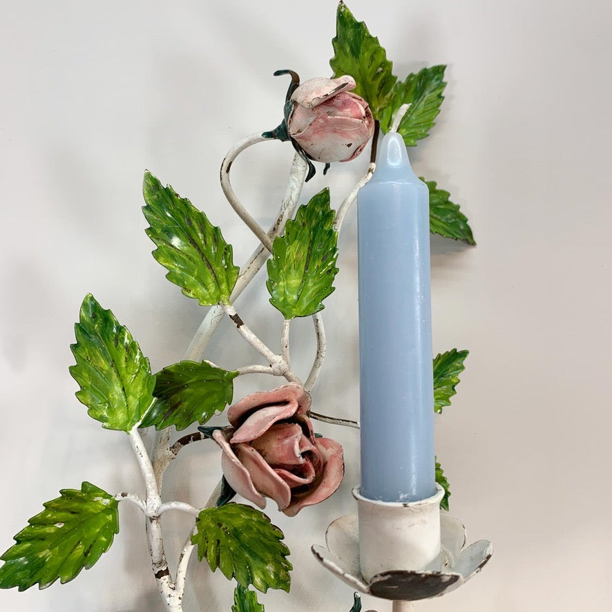 1950's Italian Hand Painted Budgie Wall Sconce