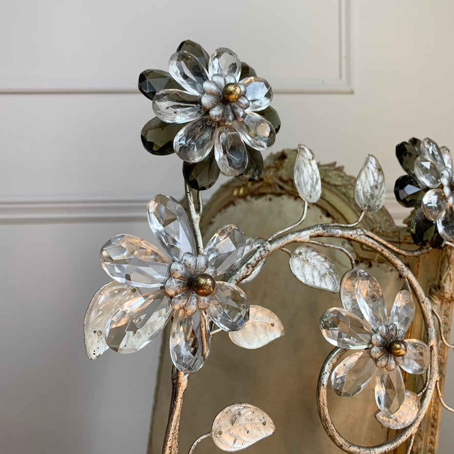Monumental Gilt Iron and Murano Crystal Banci Firenze Wall Light