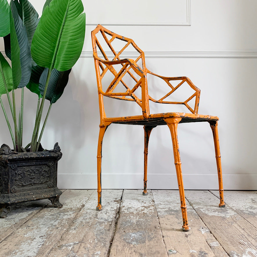 Brown Jordan Faux Bamboo Orange Conservatory Chair