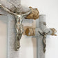 1930's French White Glass Bead and Zinc Memorial Crucifixes