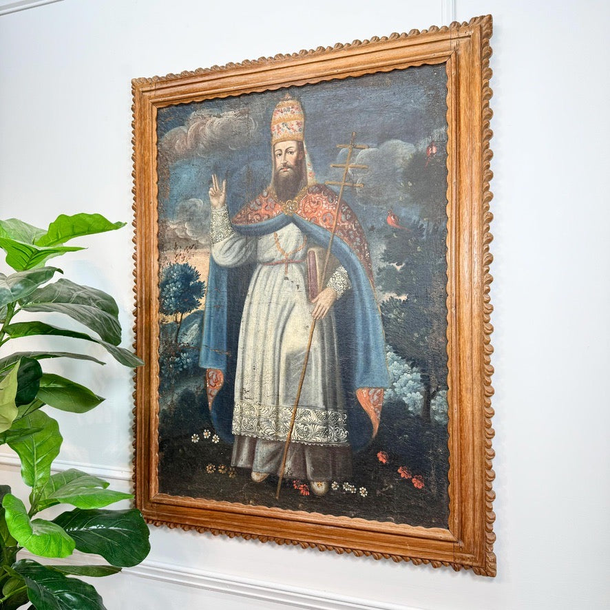 18th Century Cuzco School Oil Painting on Canvas Pope Gregory XIII