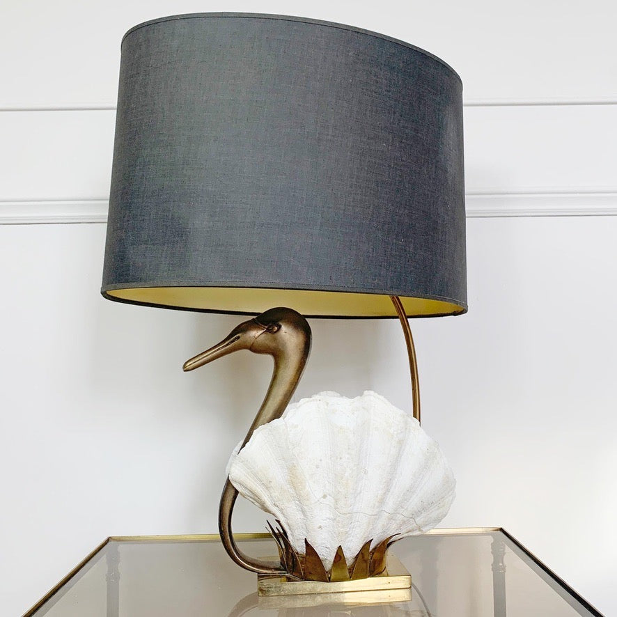 Exceptional Willy Daro White Swan Table Lamp 1970's